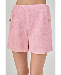 endless rose Women's Tweed Buttoned Shorts