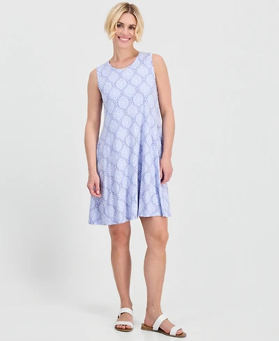 Style & Co Petite Geometric-Print Scoop-Neck Flip Flop Dress, Macy's Exclusive