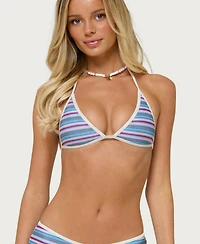 Edikted Women's Carlota Striped Triangle Bikini Top