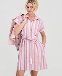 Style & Co Petite Printed Button-Front Tie-Waist Shirt Dress, Macy's Exclusive
