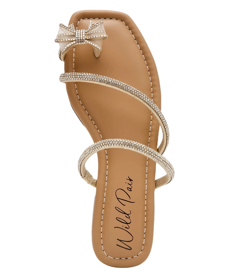Wild Pair Women's Eliana Rhinestone Bow Flat Sandals, Macy's Exclusive