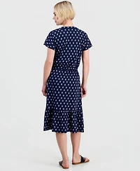 Style & Co Petite Flared Knit V-Neck Dress, Macy's Exclusive