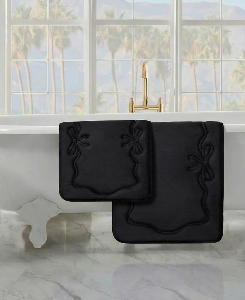 Juicy Couture Ribbon Border Quilted Memory Foam 2-Pc. Bath Mat