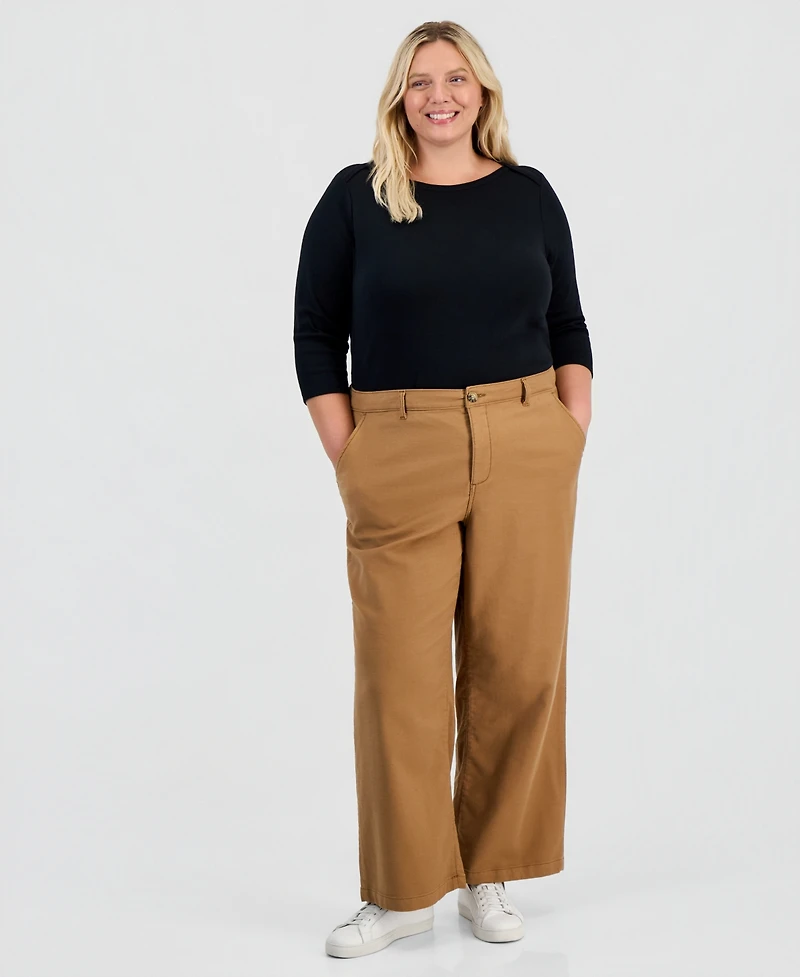 Style & Co Plus High-Rise Dobby Wide-Leg Pants, Macy's Exclusive