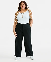 Style & Co Plus High-Rise Dobby Wide-Leg Pants, Macy's Exclusive