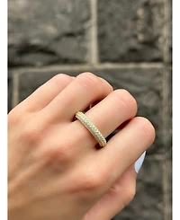 Suzy Levian Sterling Silver Cubic Zirconia Pave Round Eternity Band