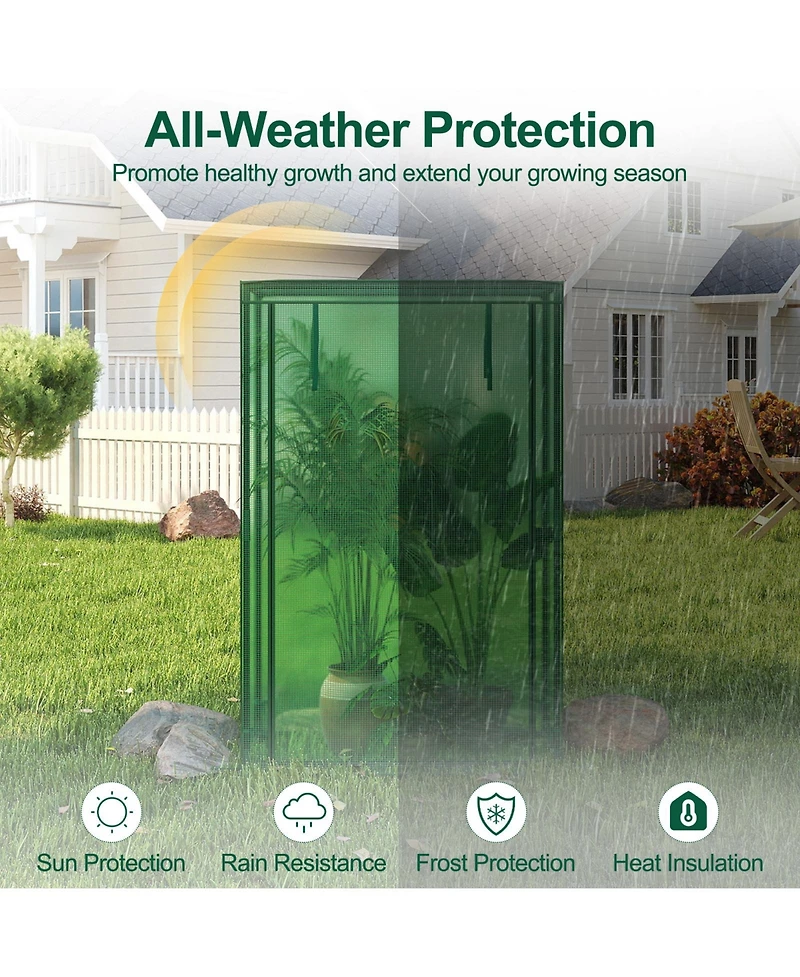 Sugift Portable Mini Greenhouse with Roll-Up Zippered Door