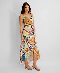 Siena Women's Printed V-Neck High-Low Dress