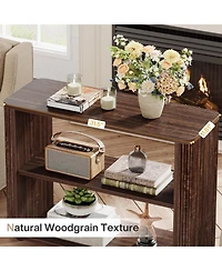 Tribesigns Narrow Side Table Set of 2, 3-Tier End for Living Room, Small Fluted Nightstand, Farmhouse Bedside