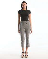 Rafaella Petite Gingham Print Porkchop Pocket Kick Flare Pants
