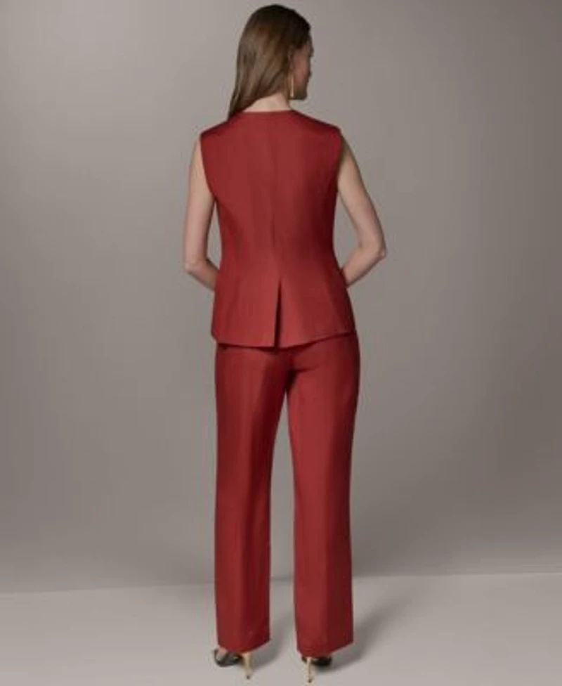 Donna Karan New York Womens Crewneck Sleeveless Vest Mid Rise Straight Pants