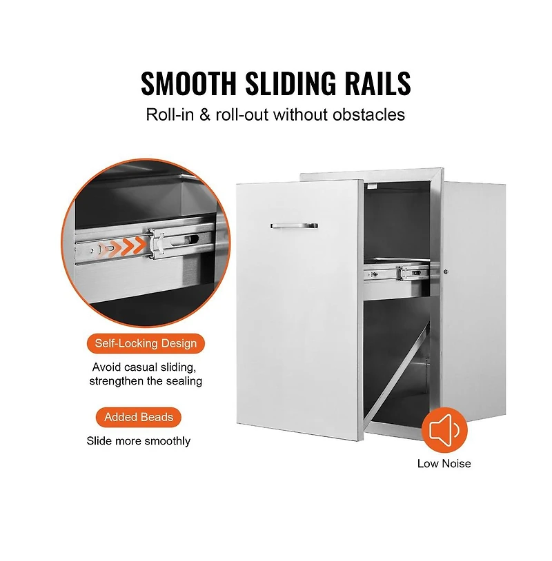 Sugift Pull Out Trash Drawer 17.7 x 22.8 in Raised Style Bin with Tray