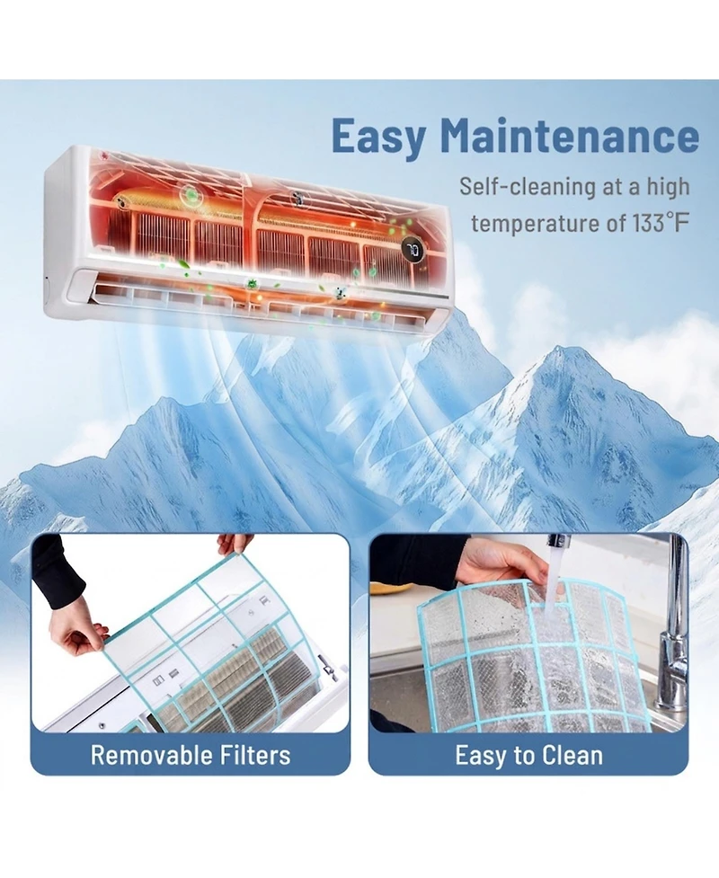 Vebreda 12000 Btu 18.1 SEER2 208230V Mini Split Air Conditioner with Alexa