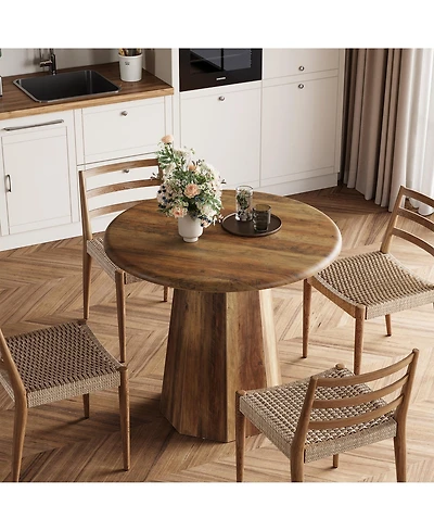 Tribesigns 31.5" Round Dining Table for 4, Wood Kitchen Table, Small Dinner Table