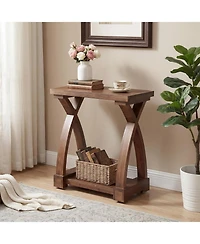 Tribesigns Solid Wood End Table, Small Side Table with Storage Shelf, 2-Tier Narrow End Table for Living Room, Bedroom, Small Spaces
