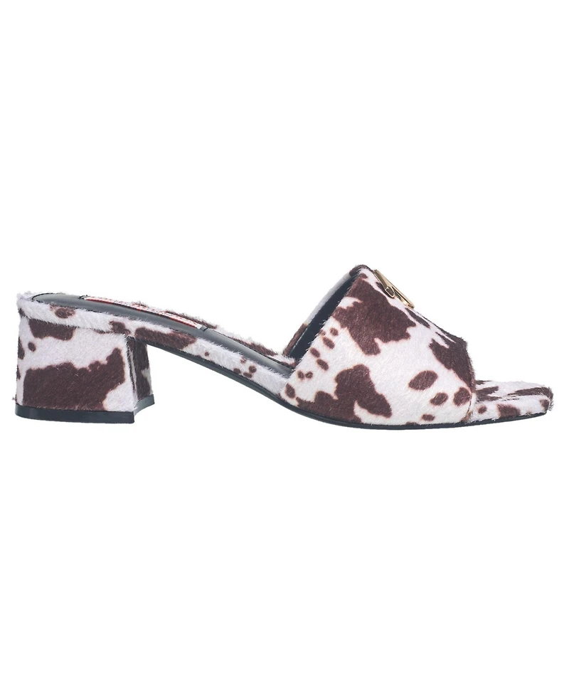 True Religion Womens Single Strap Logo Block Heel