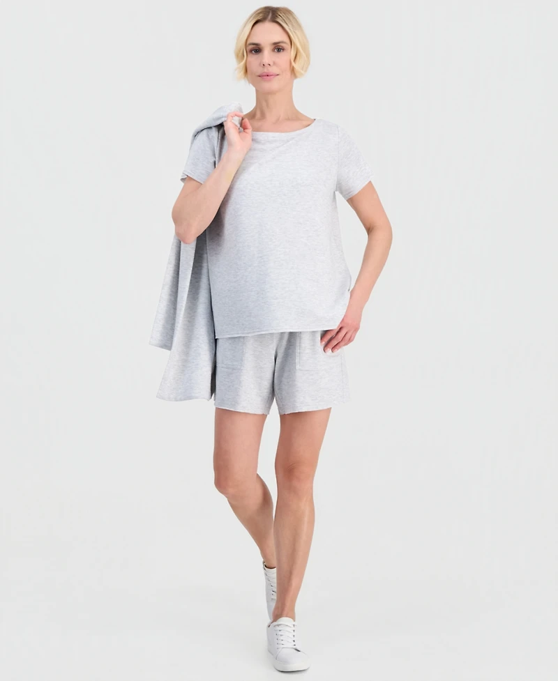 Style & Co Petite Luxsoft French Terry Raw-Hem Knit Top, Macy's Exclusive