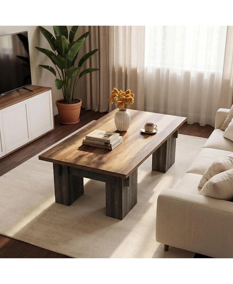 Tribesigns 55" Rectangle Coffee Table, Farmhouse Style Cocktail Table, Modern Center Table