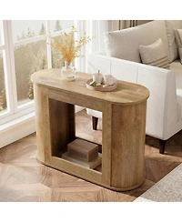 Tribesigns Farmhouse Side Table, 2-Tier Narrow End Table with Storage Shelf for Living Room, Rustic Wooden Bedside Nightstand