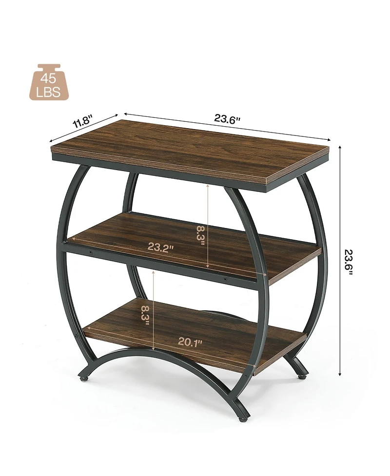 Tribesigns 3-Tier End Table for Living Room, Narrow Couch Side Table, Small Bedside Nightstand