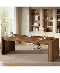 Tribesigns 78.7'' Solid Wood Double Desk, Extra Long Computer Writing Table, Two Person Desk