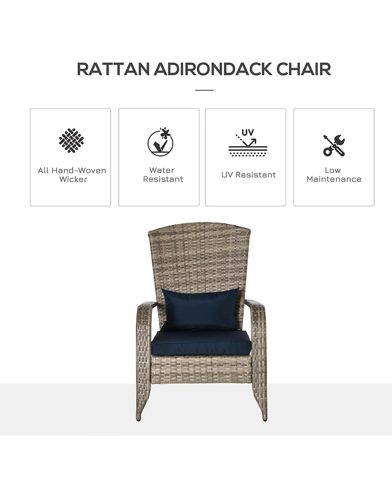 Outsunny Pe Rat Adirondack Lounge Patio Fire Pit