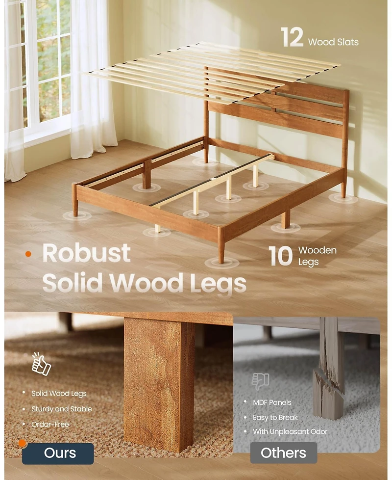 Slickblue Platform Bed Frame with Led Headboard Charging Ports