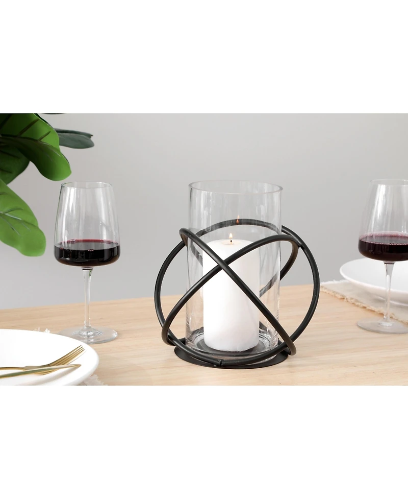 Danya B. Large Metal and Glass Orbits Hurricane Candleholder