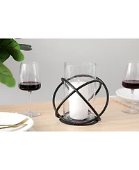 Danya B. Large Metal and Glass Orbits Hurricane Candleholder