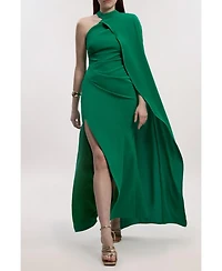 Karen Millen Women's One Shoulder Cape Sleeve Maxi Dress