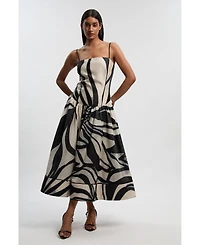 Karen Millen Women's Floral Jacquard Maxi Prom Dress