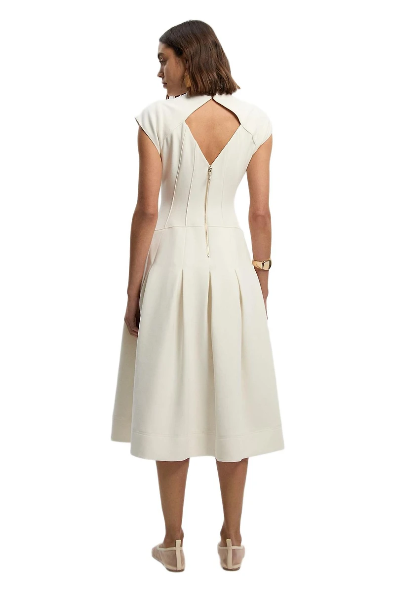 Karen Millen Women's Compact Stretch Dropped Waist Midi Dress