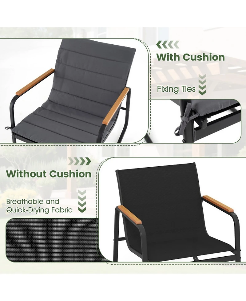 Sugift 3 Piece Outdoor Rocking Bistro Set with Porch Rocker Chairs