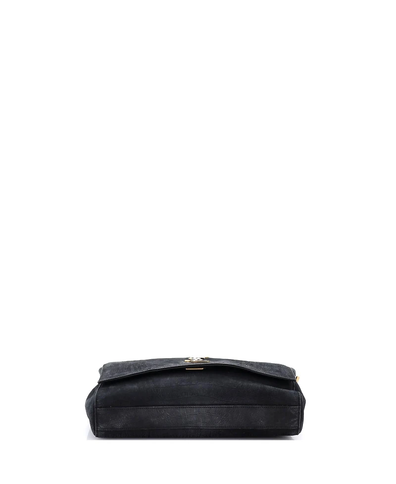 Pre-Owned Saint Laurent Medium Classic Monogram Reversible Shoulder Bag Embossed Nubuck and Suede