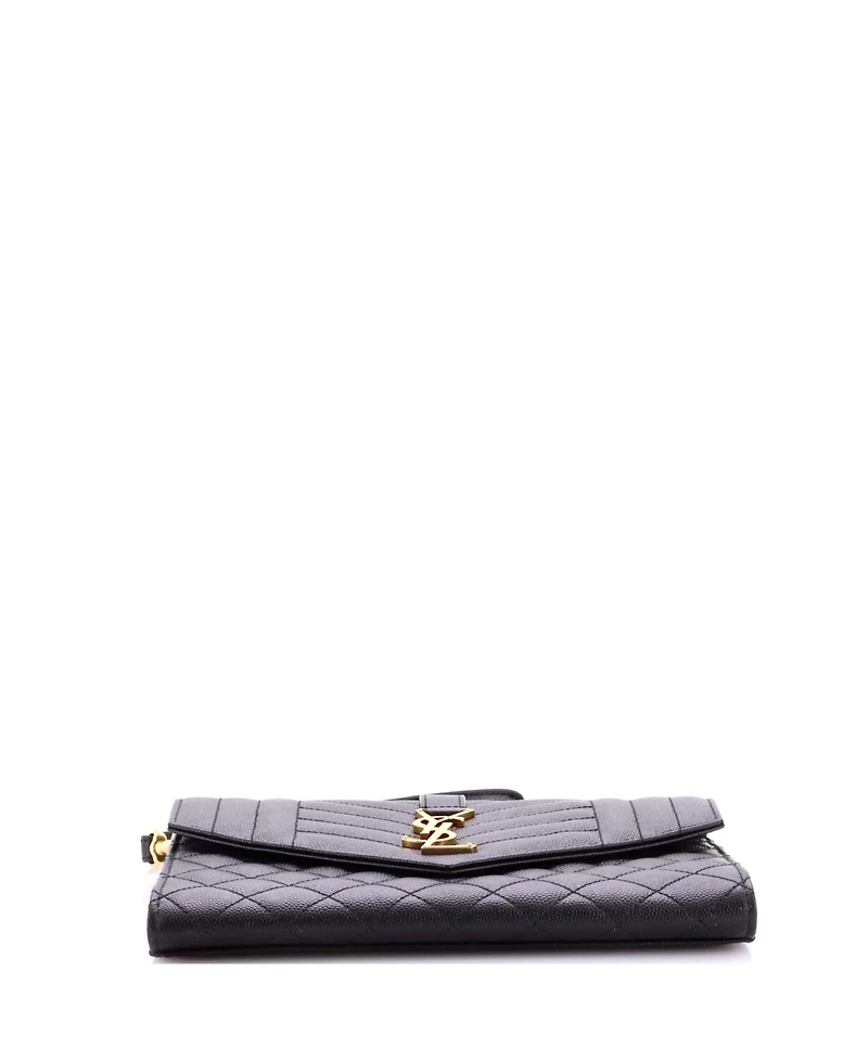 Pre-Owned Saint Laurent Classic Monogram Envelope Wristlet Clutch Mixed Matelasse Leather