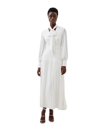 Karen Millen Jersey Ponte Georgette Mix Midi Dress