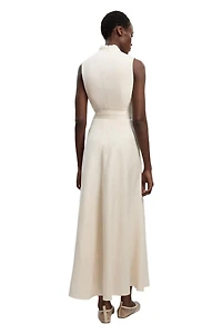 Karen Millen Women's Tailored Linen Wrap Maxi Dress