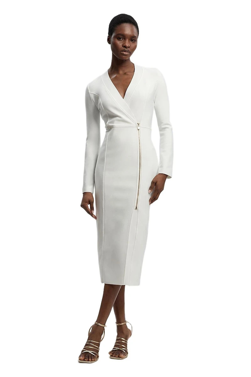 Karen Millen Women's Bandage Zip Detail Midi Dress