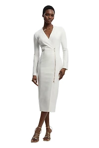 Karen Millen Women's Bandage Zip Detail Midi Dress