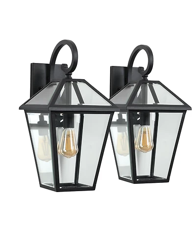 Busdays 10 Inch Outdoor Wall Lantern Sconce with Glass Panels, Weatherproof Vintage Style, 2 Pack, Bulb Not Included