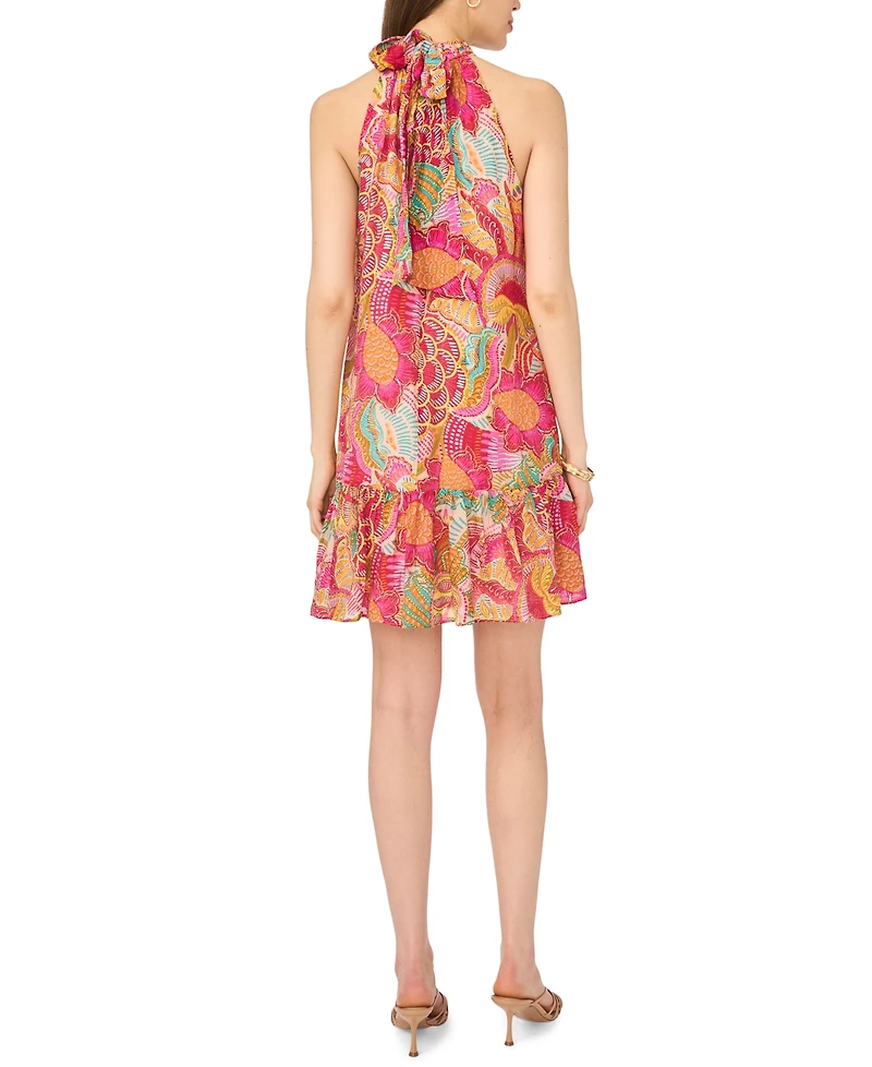 Msk Petite Printed Trapeze Halter Neck Dress