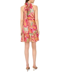 Msk Petite Printed Trapeze Halter Neck Dress