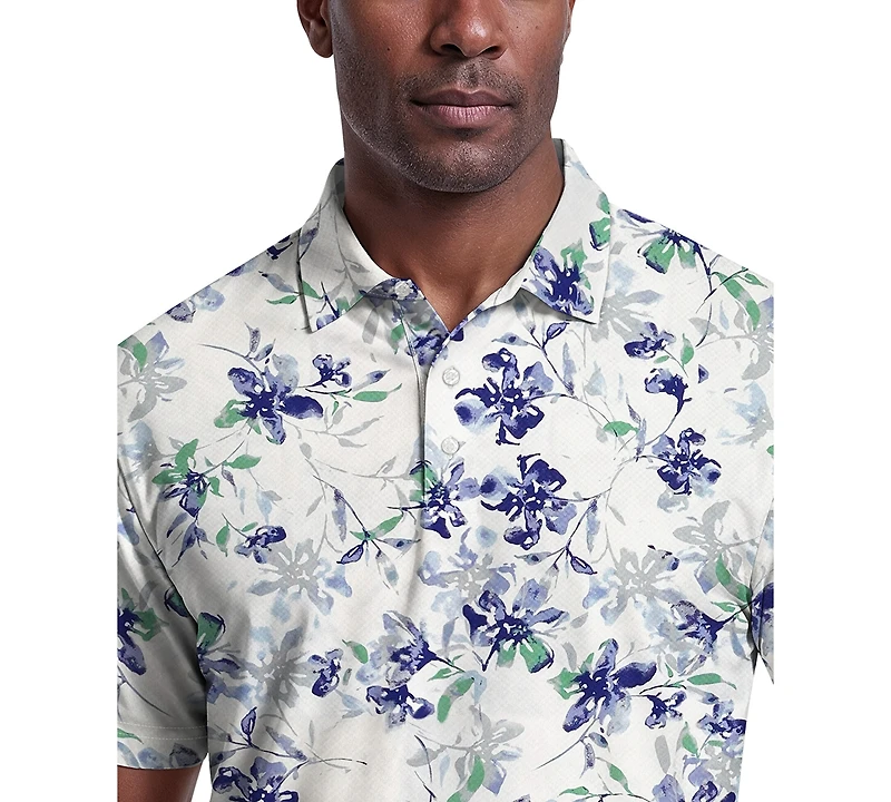 Pga Tour Men's Tie Dye Floral Print Golf Polo Shirt