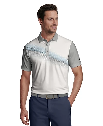 Pga Tour Men's Asymmetric Geo Golf Polo Shirt