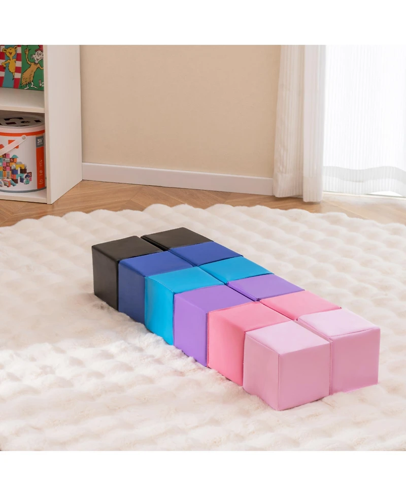 Slickblue Kids Soft Foam Climbing Blocks Set of 12 Pieces for Indoor Play and Learning