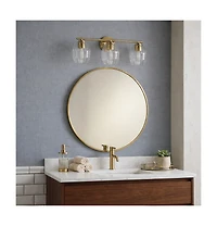 Busdays 3 Light Bathroom Vanity Light Clear Glass Wall Lamp Over Mirror Satin Brass Modern Fixture for Bathroom Bedroom Living Room
