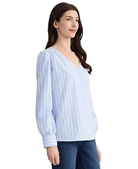 Jones New York Women's Cotton Embroidered-Sleeve Blouse