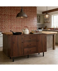 Clihome Accent Cabinet Console Storage Cabinet with 2 Cabinets 3 Drawers