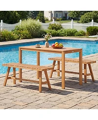 Gymax 2PCS Acacia Wood Outdoor Garden Bench w/Slatted Seat 800 lbs Capacity for Front