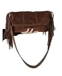 Large Fringe Suede Crossbody Messenger